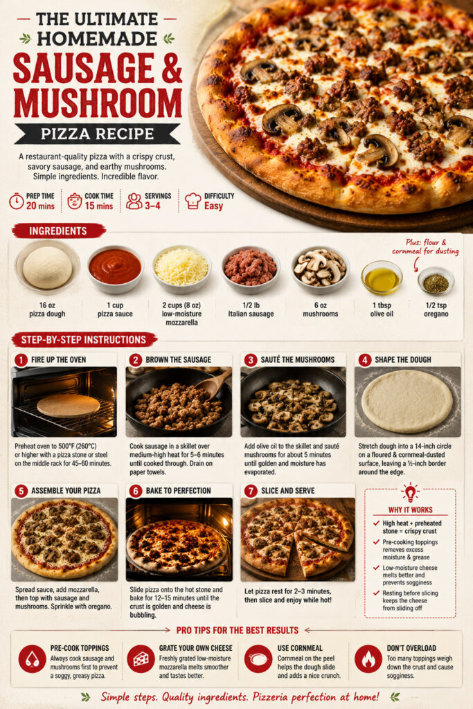 Sausage and Mushroom Pizza Recipe